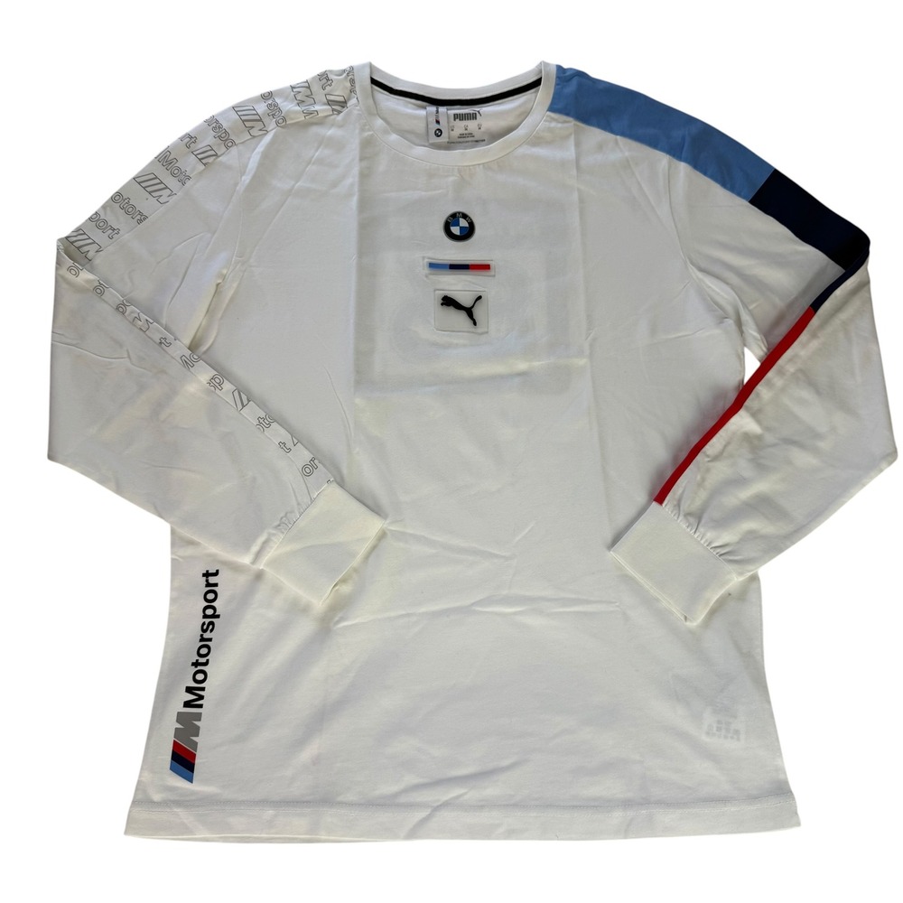 Puma BMW M Motorsport Mens White Long Sleeve Graphic T-Shirt 599395-02 Size M